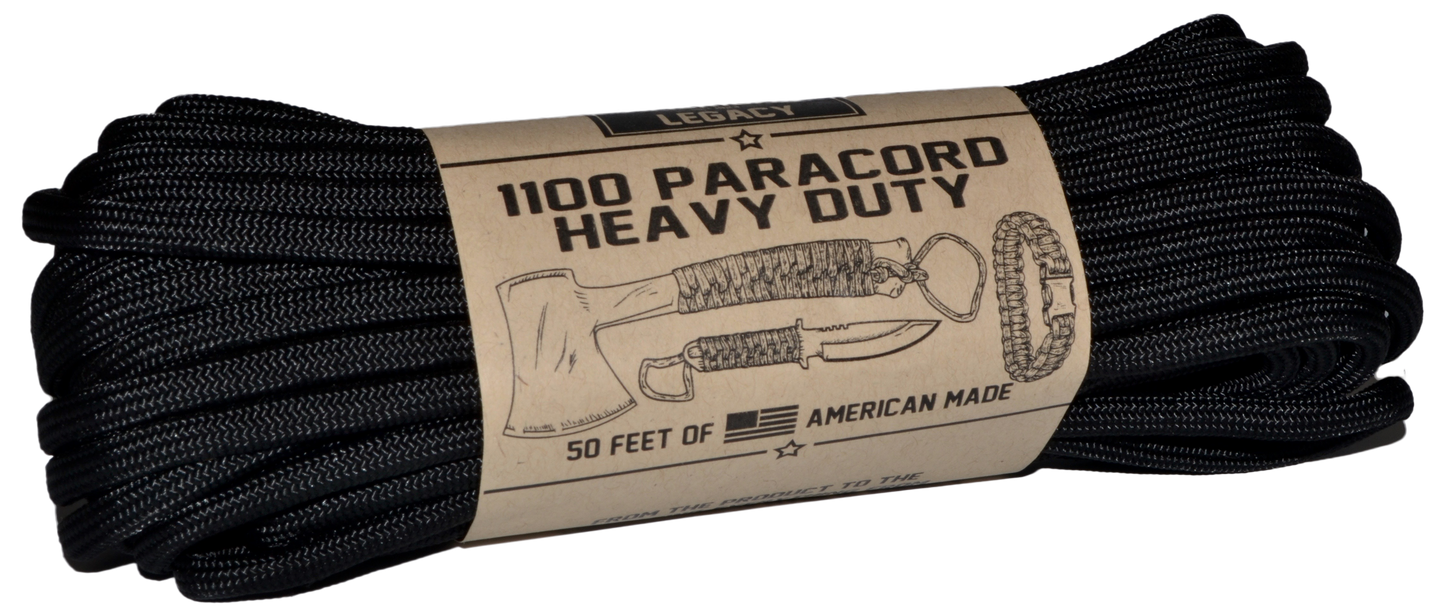 American Legacy ® 1100 Paracord Bundles | Black - 50 ft