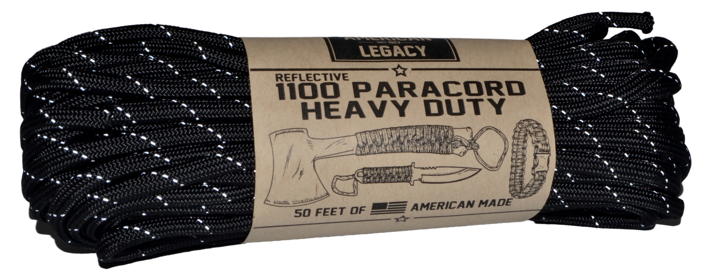 American Legacy ® Reflexall ® 1100 Paracord Bundles | Black Reflective - 50 ft
