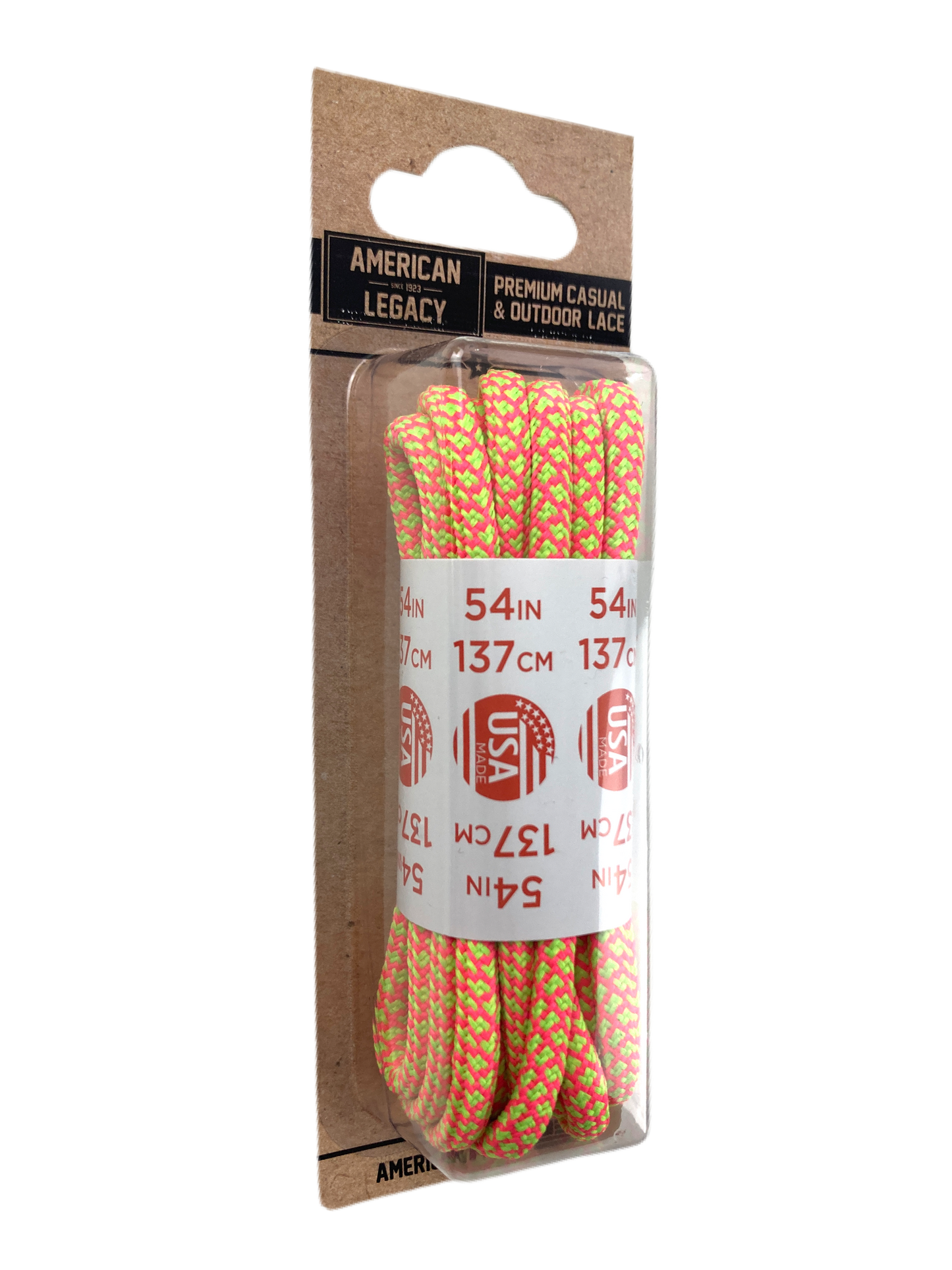 American Legacy ® Premium Rope Laces | Neon Green/Neon Pink Honeycomb