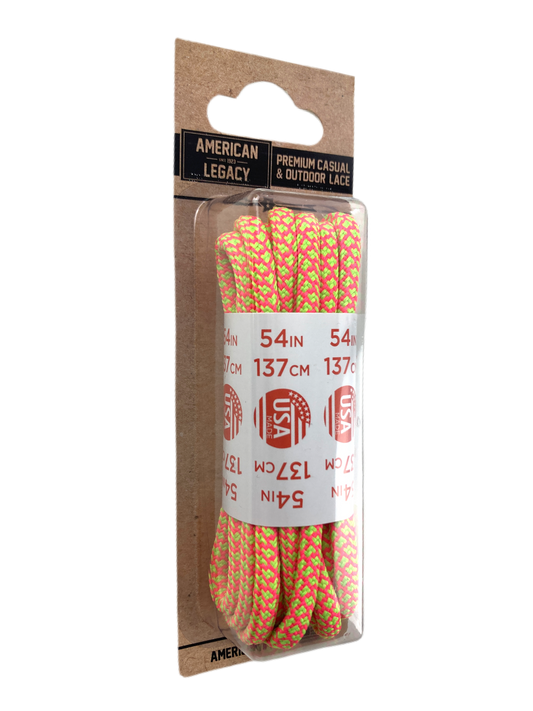 American Legacy ® Premium Rope Laces | Neon Green/Neon Pink Honeycomb