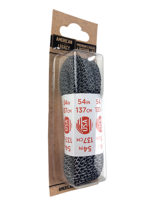 American Legacy ® Reflexall ® Premium Rope  Laces | Black Reflective Diamondback