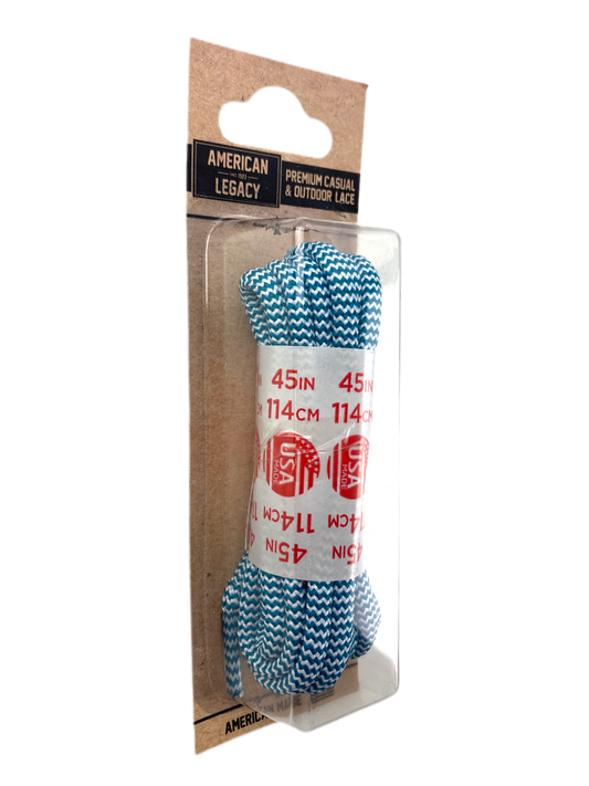 American Legacy ® Premium Rope Laces | Teal/White Herringbone