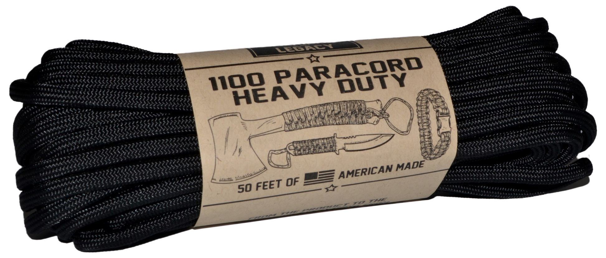 American Legacy ® 1100 Paracord Bundles | Black - 50 ft
