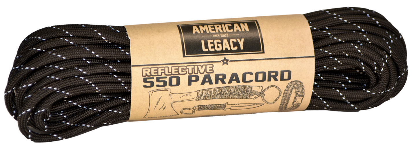 American Legacy ® Reflexall ® 550 Paracord Bundles | Black Reflective - 50 ft