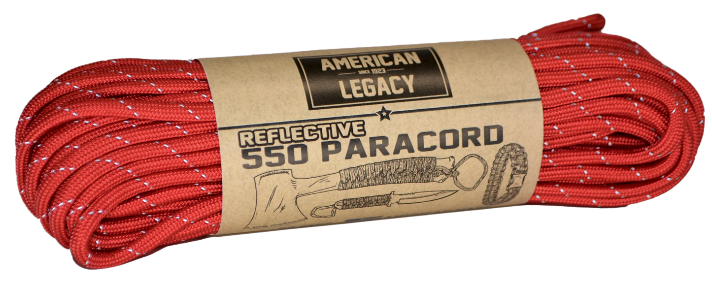 American Legacy ® Reflexall ® 550 Paracord Bundles | Red Reflective - 50 ft