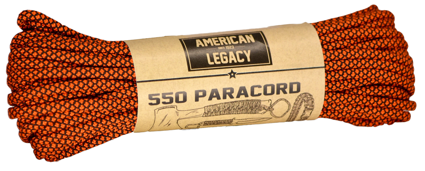 American Legacy ® 550 Paracord Bundles | Black/Orange Diamondback - 50 ft
