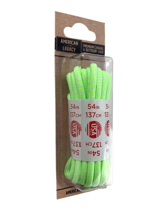 American Legacy ® Premium Rope Laces | Neon Green/White Herringbone