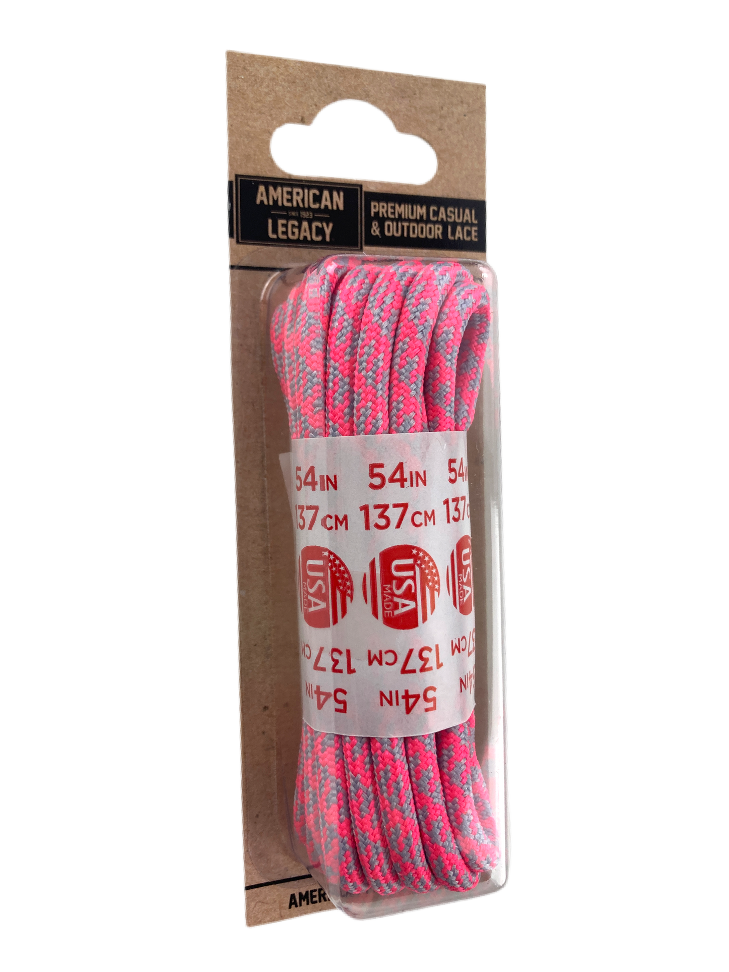 American Legacy ® Premium Rope Laces | Neon Pink/Silver Houndstooth