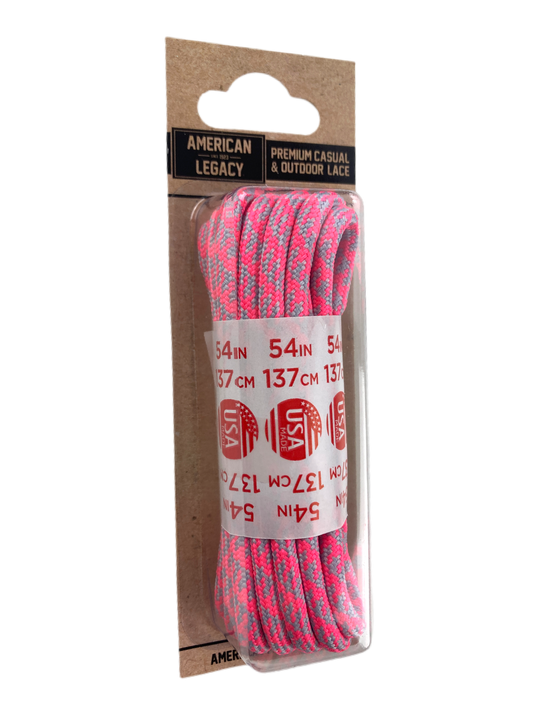 American Legacy ® Premium Rope Laces | Neon Pink/Silver Houndstooth