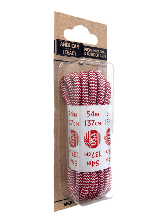 American Legacy ® Premium Rope Laces | Red/White Herringbone