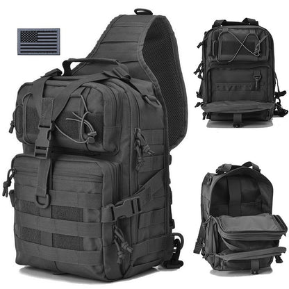 AL | Tactical Sling Bag Military Rover Shoulder Sling | Molle Assault Range Bag EDC Bag Day Pack with USA Tactical Flag